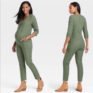 The Nines by HATCH Green Floral Jumpsuit Maternity